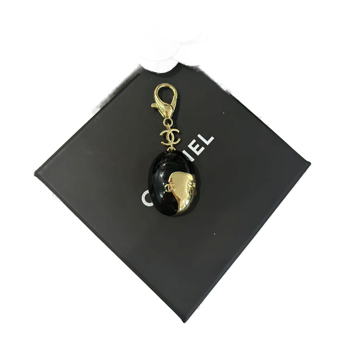 Chanel 26A Black and Gold Oval Enamel Portrait Bag Charm product image