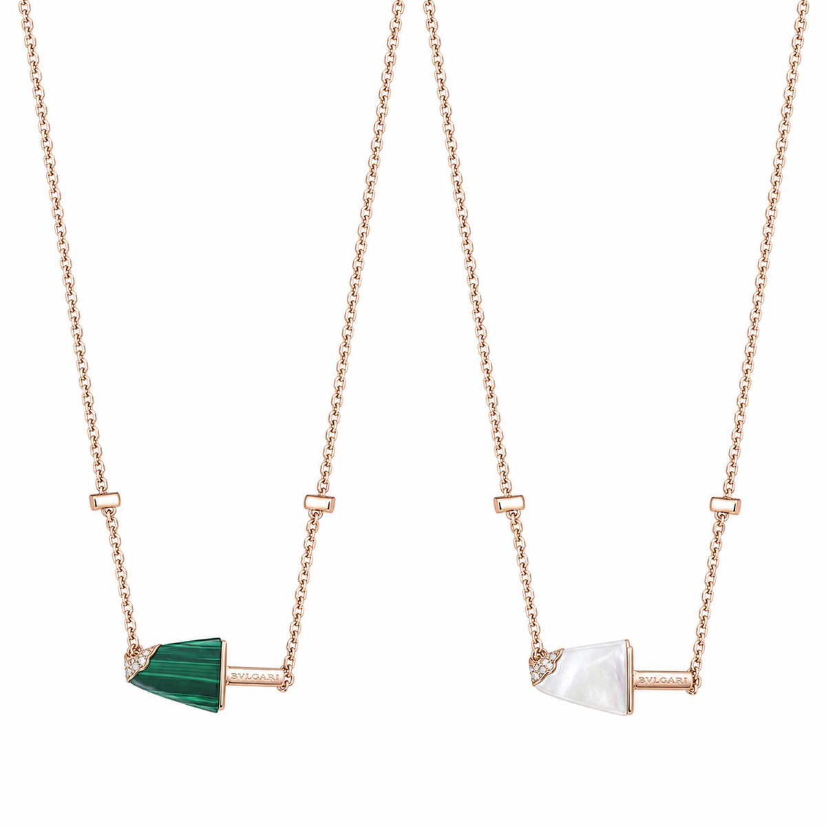 Bvlgari Divas' Dream Malachite and Mother-of-Pearl Fan Pendant Necklace Set product image