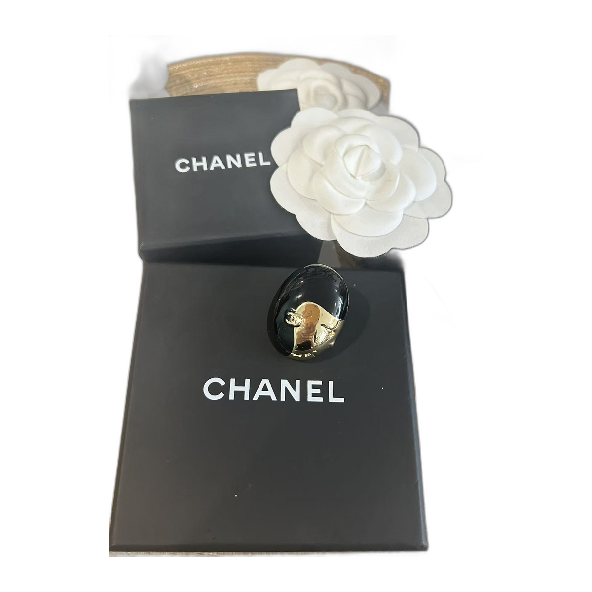 Chanel Black Resin CC Logo Brooch product image
