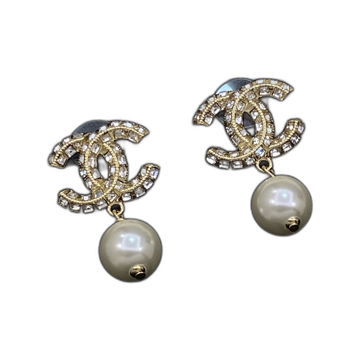 Chanel Crystal CC Pearl Drop Earrings product image