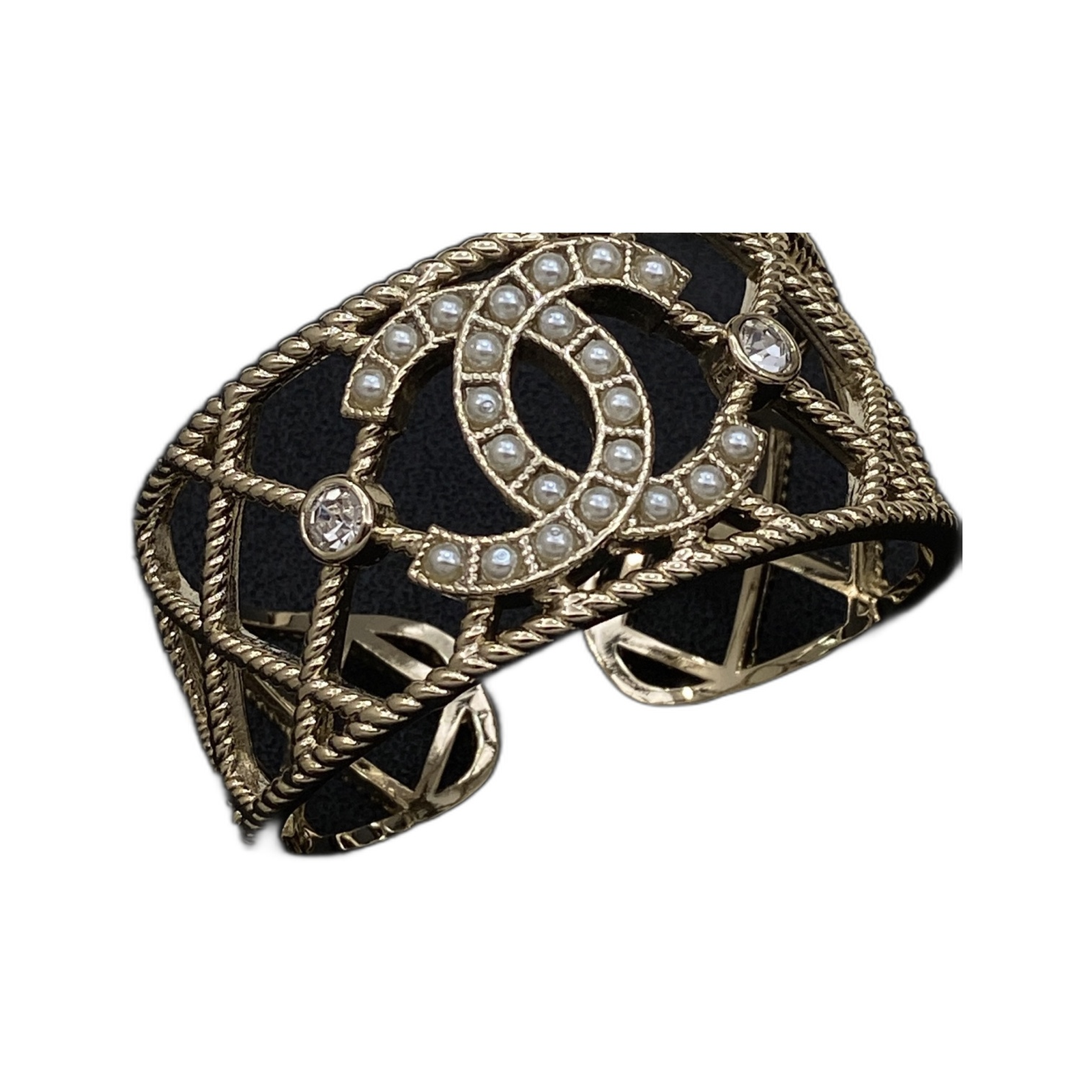 Chanel Faux Pearl Braided CC Wide Cuff Bracelet product image