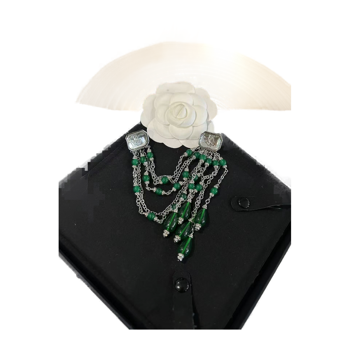 Chanel Green Crystal Tassel Brooch product image