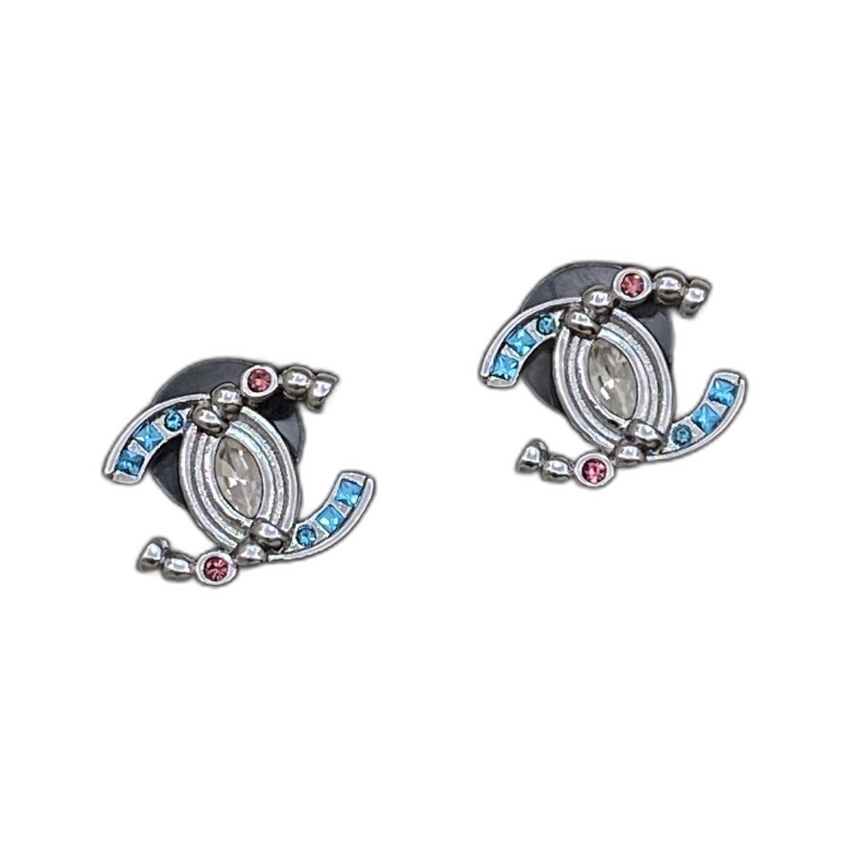Chanel Multicolor Enamel Crystal CC Stud Earrings product image