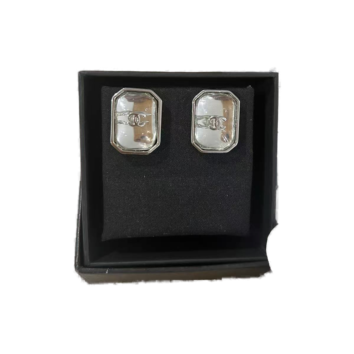 Chanel Transparent Glass Cube CC Stud Earrings ABH849 B25151 UB512 product image