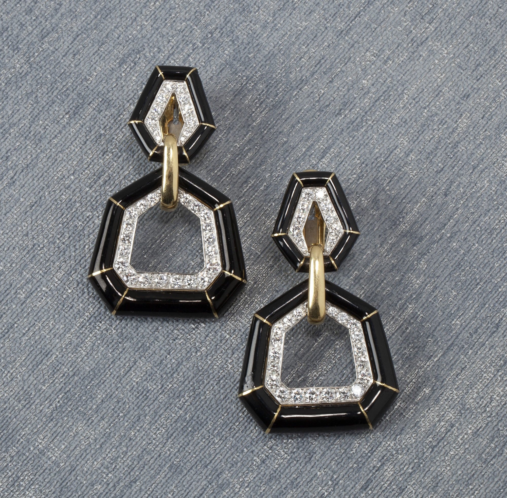 David Webb White Enamel Bamboo Earrings product image